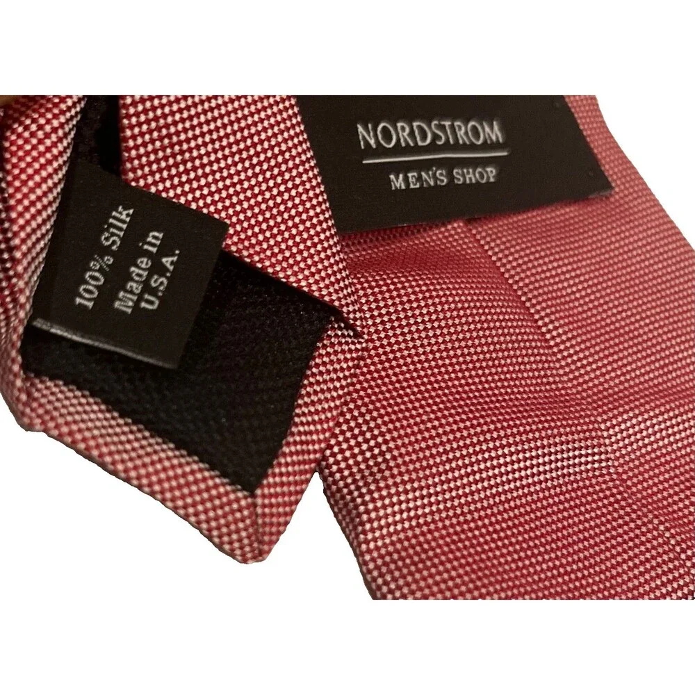 Nordstrom Jacquard Tipping Woven Silk Neck Tie Lightpink 59x3.5 Made In U.S.A